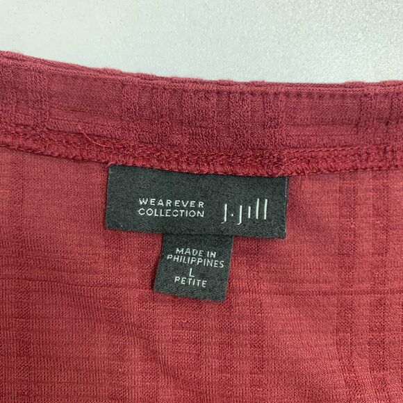 J.Jill Wearever Textured Tunic Womens LP Large Petite Dark Red Double Slit - Picture 11 of 16